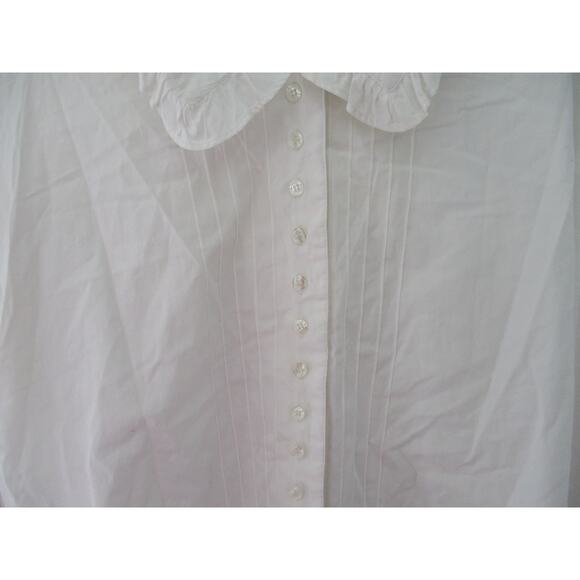 Vintage Preswick & Moore Fancy Ruffle Button Down White Preppy Blouse - Picture 11 of 12